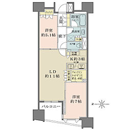 ザ・パークハウス山吹神楽坂 2LDKの間取図画像