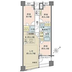 パークハウス東中野リヴゴーシュ 3LDKの間取図画像