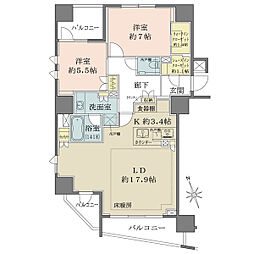 ザ・パークハウス東銀座 2LDKの間取図画像