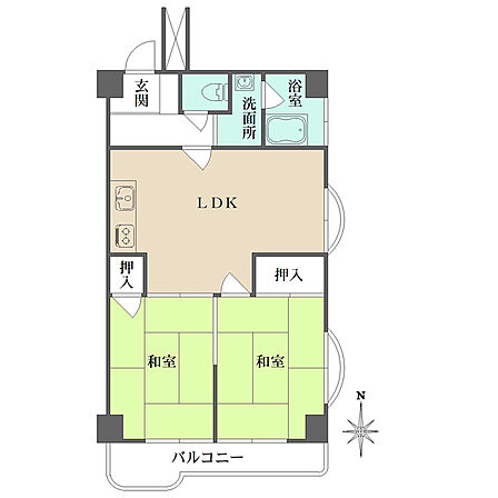 駅から徒歩10分圏内 再開発中エリアの2LDK マンション内最大の専有面積です
