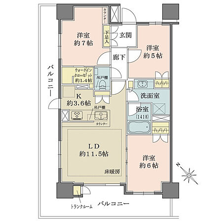 広々としたリビングは開放感があり、家族がゆったりとくつろげる空間になっています。