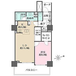 コットンハーバータワーズベイウエスト 1LDKの間取図画像