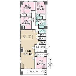 広尾マンション 4LDKの間取図画像