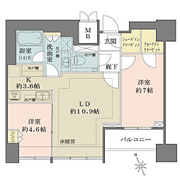 グランスイート麻布台ヒルトップタワー 2LDKの間取図画像