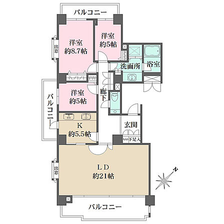 広々とした約26.5帖のリビングダイニングキッチン