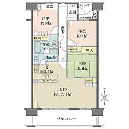 ジオメゾン新千里東町4番館 3LDKの間取図画像