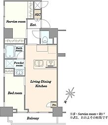グラントゥルース神田岩本町 1SLDKの間取図画像