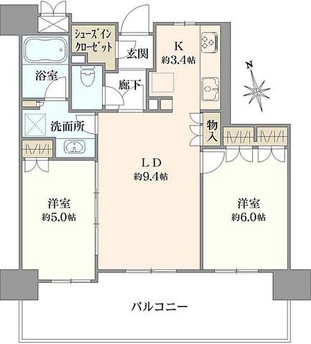2LDK 間取り