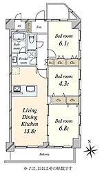 藤和シティコープ若林 3LDKの間取図画像