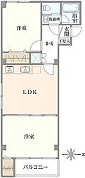 北千束第二コーポラス 2LDKの間取図画像