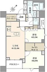 レフィール日本橋馬喰町 2LDKの間取図画像