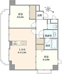 日本橋アビタシオン 2LDKの間取図画像