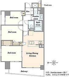 コスモ平間ロイヤルフォルム 3LDKの間取図画像