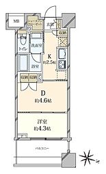 リビオレゾン板橋本町ステーションサイド 1DKの間取図画像