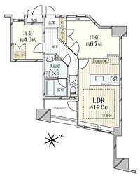 グランシティラピュタタワー 2LDKの間取図画像