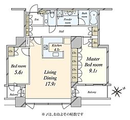 銀座タワー 2LDKの間取図画像