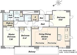プラウド駒込G棟 3LDKの間取図画像