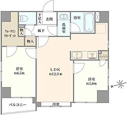 八丁堀アムフラット 2LDKの間取図画像