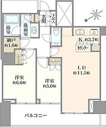 ブランズ麻布狸穴町 2LDKの間取図画像