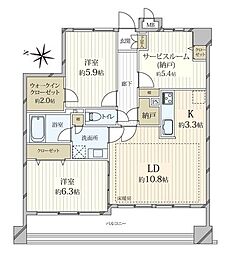 マイキャッスル中目黒3 2SLDKの間取図画像