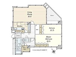 元麻布ヒルズフォレストタワー 2LDKの間取図画像