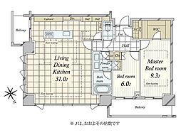 パークコート六本木ヒルトップ 2LDKの間取図画像