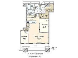 富久クロスコンフォートタワー 2LDKの間取図画像