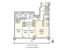 ザ・パークハウス西麻布霞町 3SLDKの間取図画像