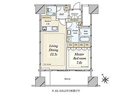 麻布台ヒルズ レジデンスB 1LDKの間取図画像