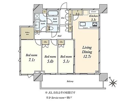 3LDK 間取り