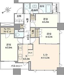 シティタワー横濱 3LDKの間取図画像