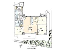 プラウド代官山 2SLDKの間取図画像