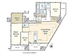 プラウドタワー東池袋ステーションアリーナ 3LDKの間取図画像