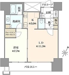 カテリーナ三田タワースイートウエストアーク 1LDKの間取図画像