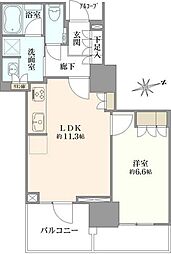 プラウドタワー芝浦 1LDKの間取図画像