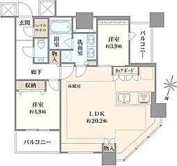 カテリーナ三田タワースイートイーストアーク 2LDKの間取図画像