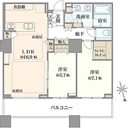 パークコート麻布十番ザ・タワー 2LDKの間取図画像