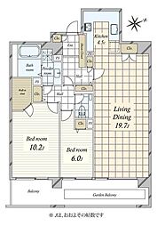 麻布霞町パークマンション 2LDKの間取図画像