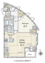 グラーサ西麻布 1LDKの間取図画像