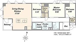 ブリリア外苑出羽坂 3LDKの間取図画像