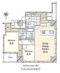 グランドメゾン恵比寿の杜 2LDKの間取図画像