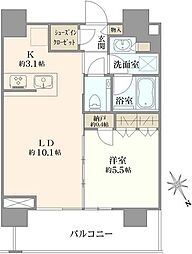 シティタワー新宿 1LDKの間取図画像