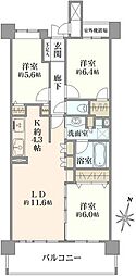 コスモ千葉グレイスタワー 3LDKの間取図画像