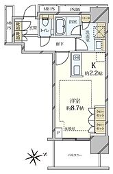 プラウドタワー小岩フロント 31階 ワンルームの間取図画像