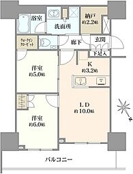 プラウドタワー小岩フロント 31階 2LDKの間取図画像