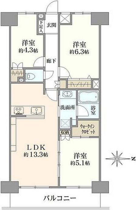 3LDK 間取り