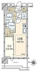 プラウドタワー亀戸クロスゲートタワー 1LDKの間取図画像