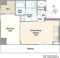 ライオンズマンション御苑前 1LDKの間取図画像