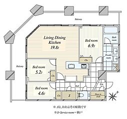 芝浦アイランドケープタワー 3LDKの間取図画像