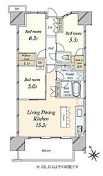 プライムパークス品川シーサイドザ・レジデンス 3LDKの間取図画像